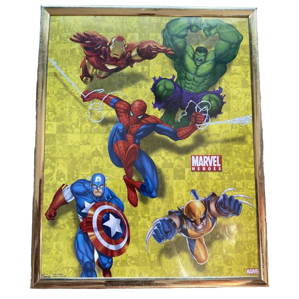 VTG Marvel Superhero Picture And Frame 10x8 Pre Owned